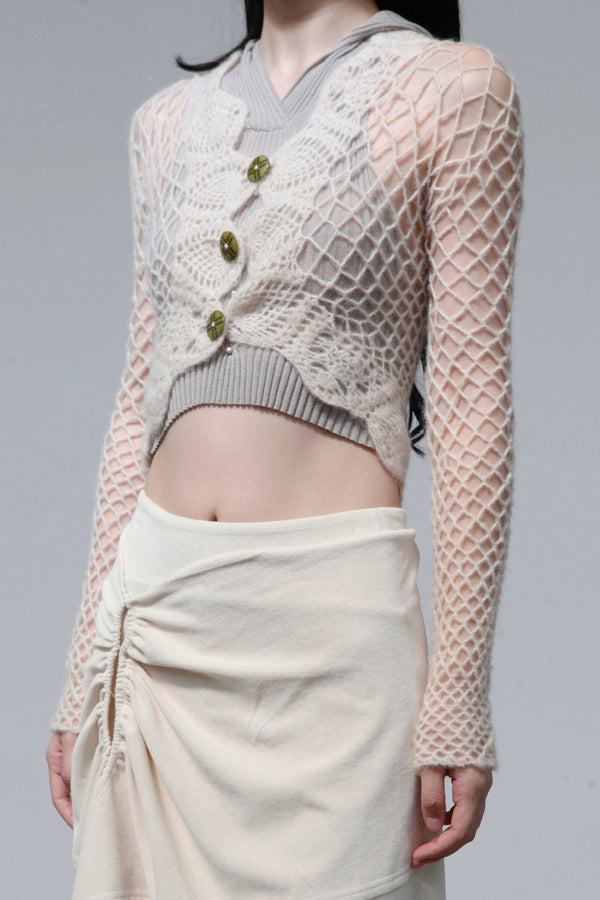 RUI hand hook mesh cardigan RAW23CR01 beige